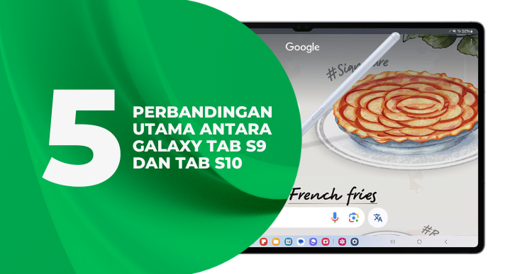 A thumbnail image of a blog about 5 perbandingan utama antara galaxy tab s9 dan tab s10